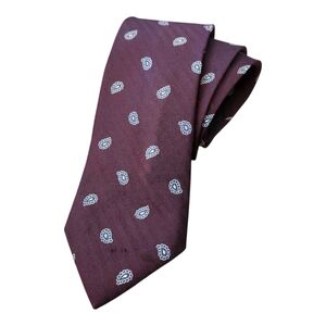 Jos A Bank 100% Silk Tie Classic Burgundy Blue Paisley Necktie Business Preppy